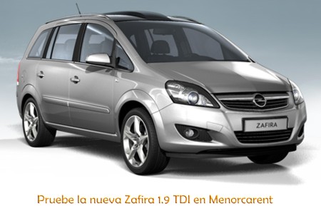 Opel Zafira Alquiler coches menorca
